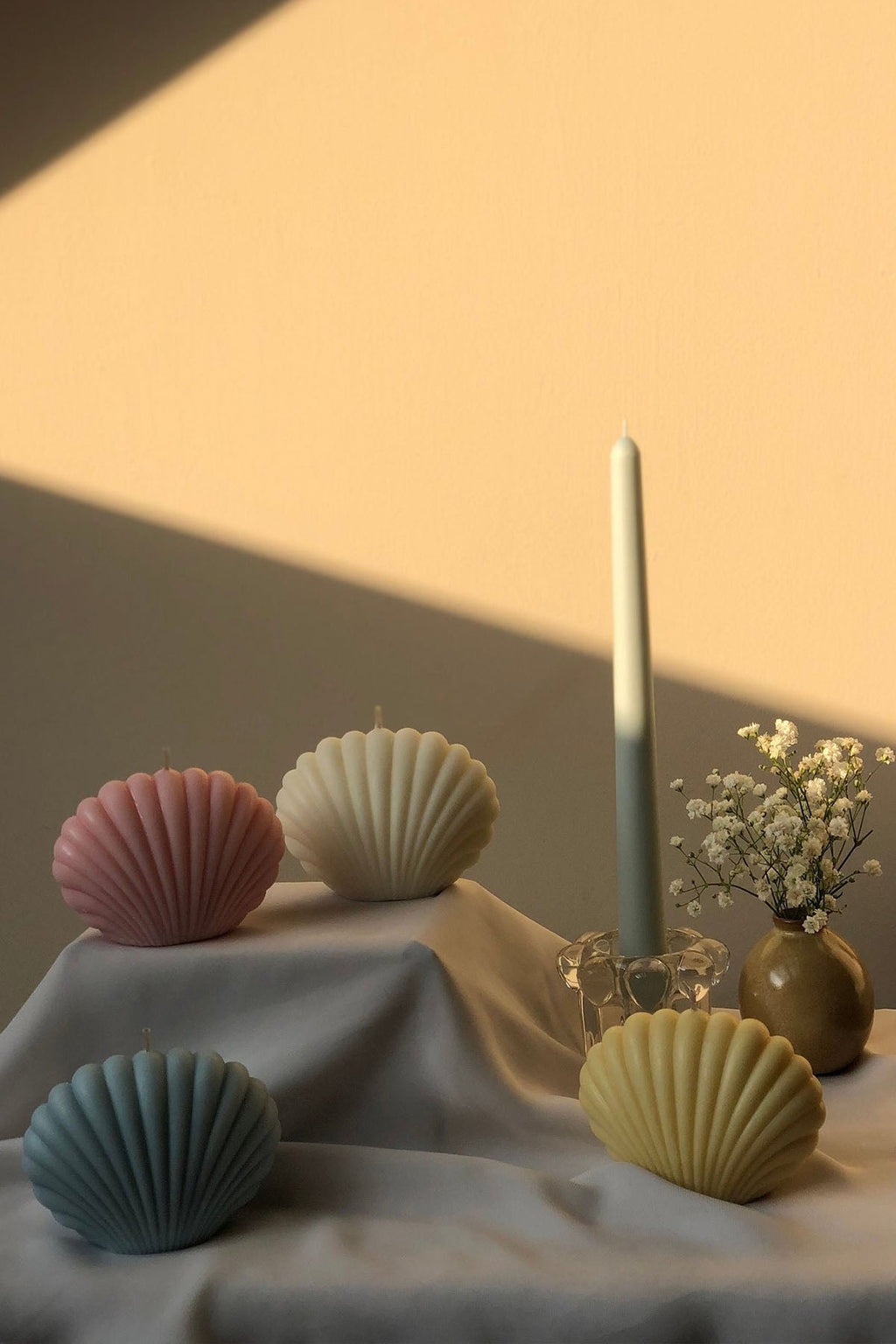 Handmade Shell Candle in Pastel Colours
