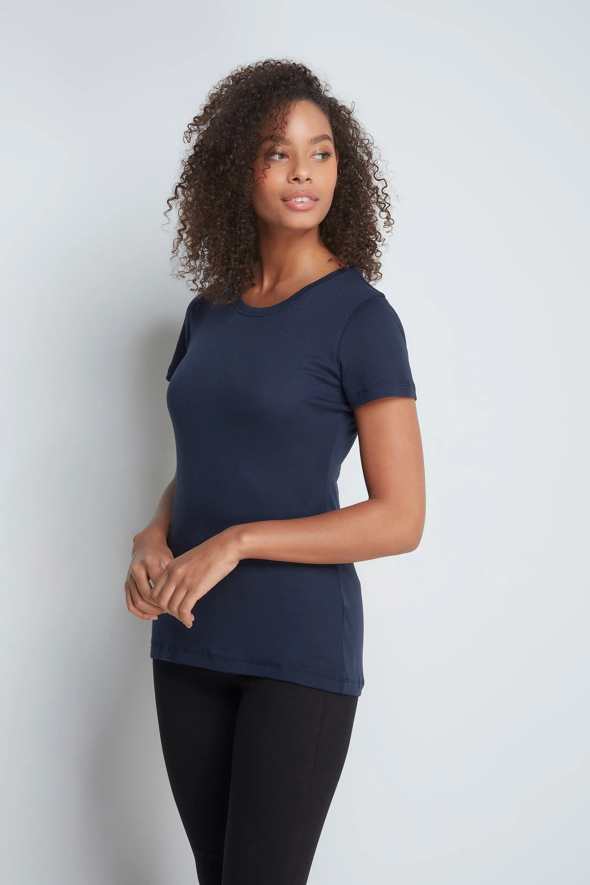 Women's Short Sleeve Crew Neck Cotton Modal Blend T-Shirt