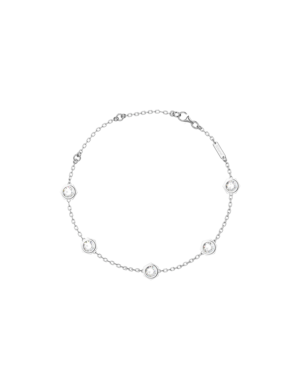 Unity Bracelet with 5 Motifs in Sterling Silver and Gold