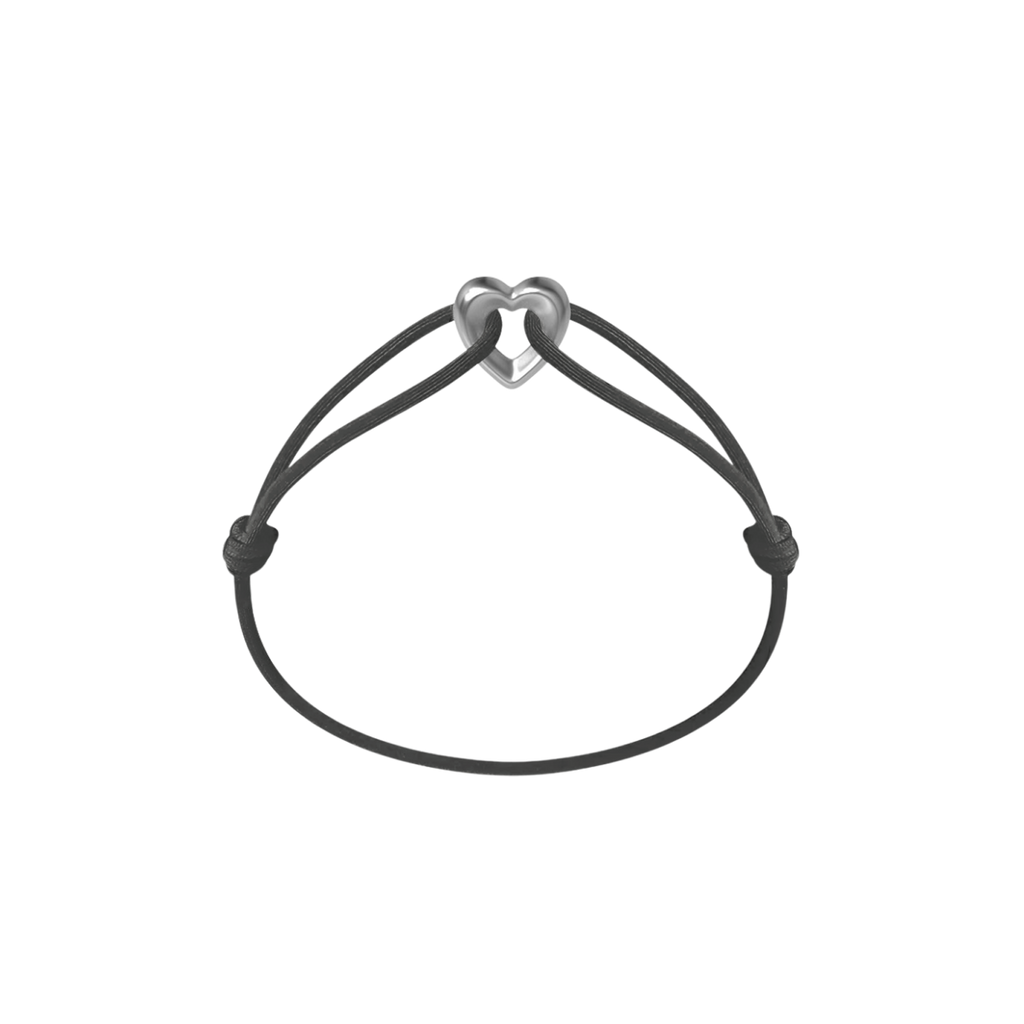 Silver Heart Cord Bracelet