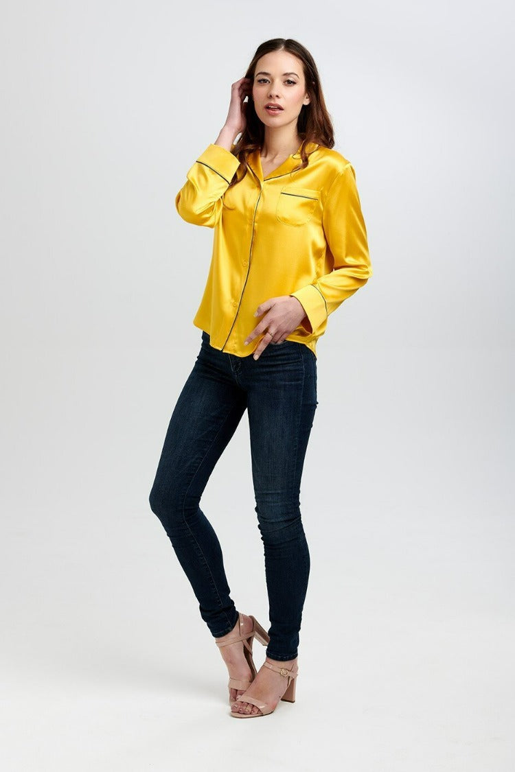 Aurelie Honeybee Silk Pyjama Shirt
