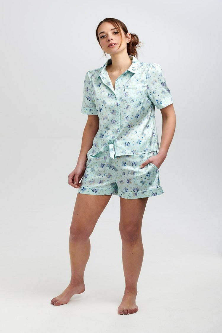 Rosie Glacier Butterfly Silk Shorts