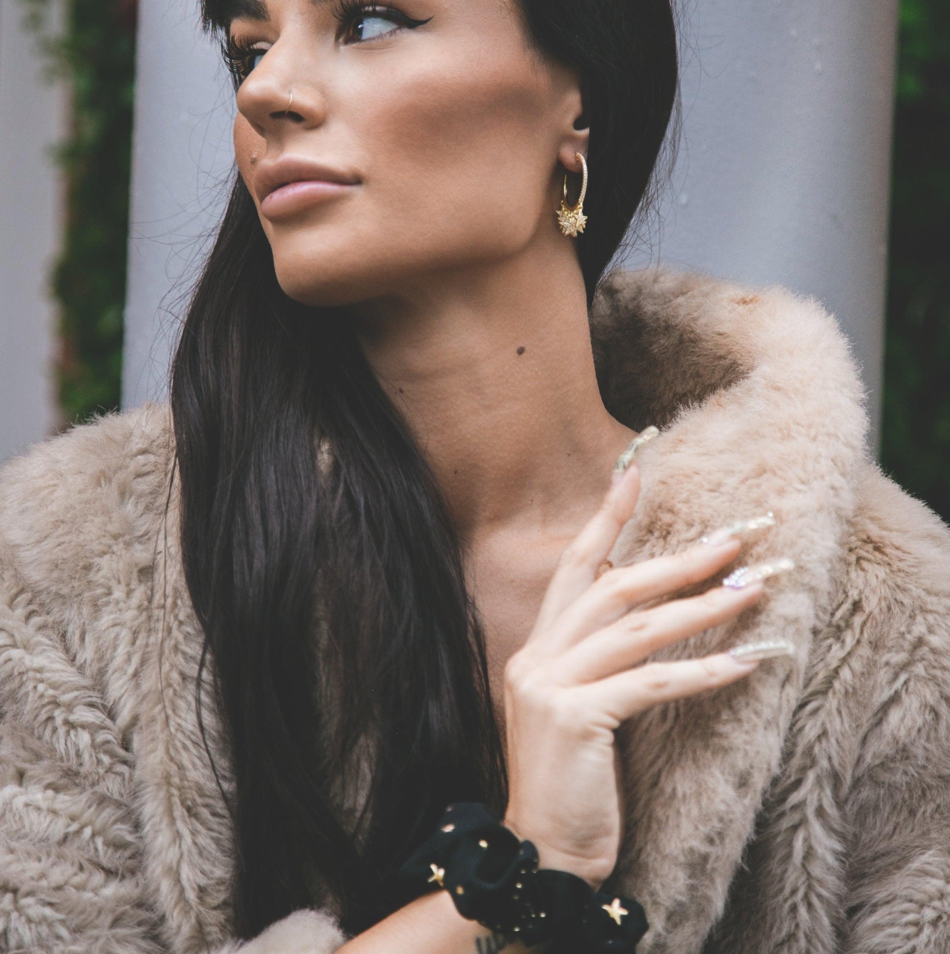 Lyra Star Hoop Earrings in 18K Gold Plated