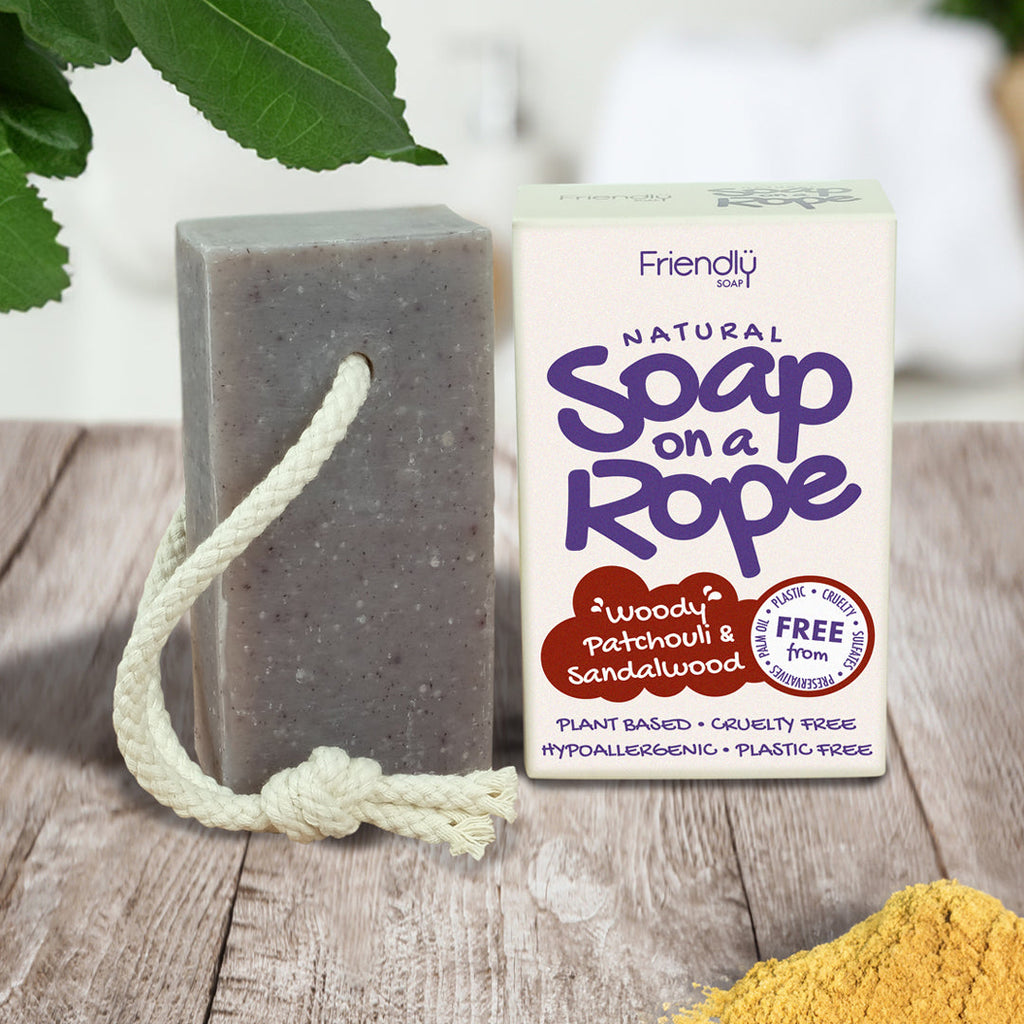Natural Soap on Rope Woody Patchouli and Sandalwood 125g