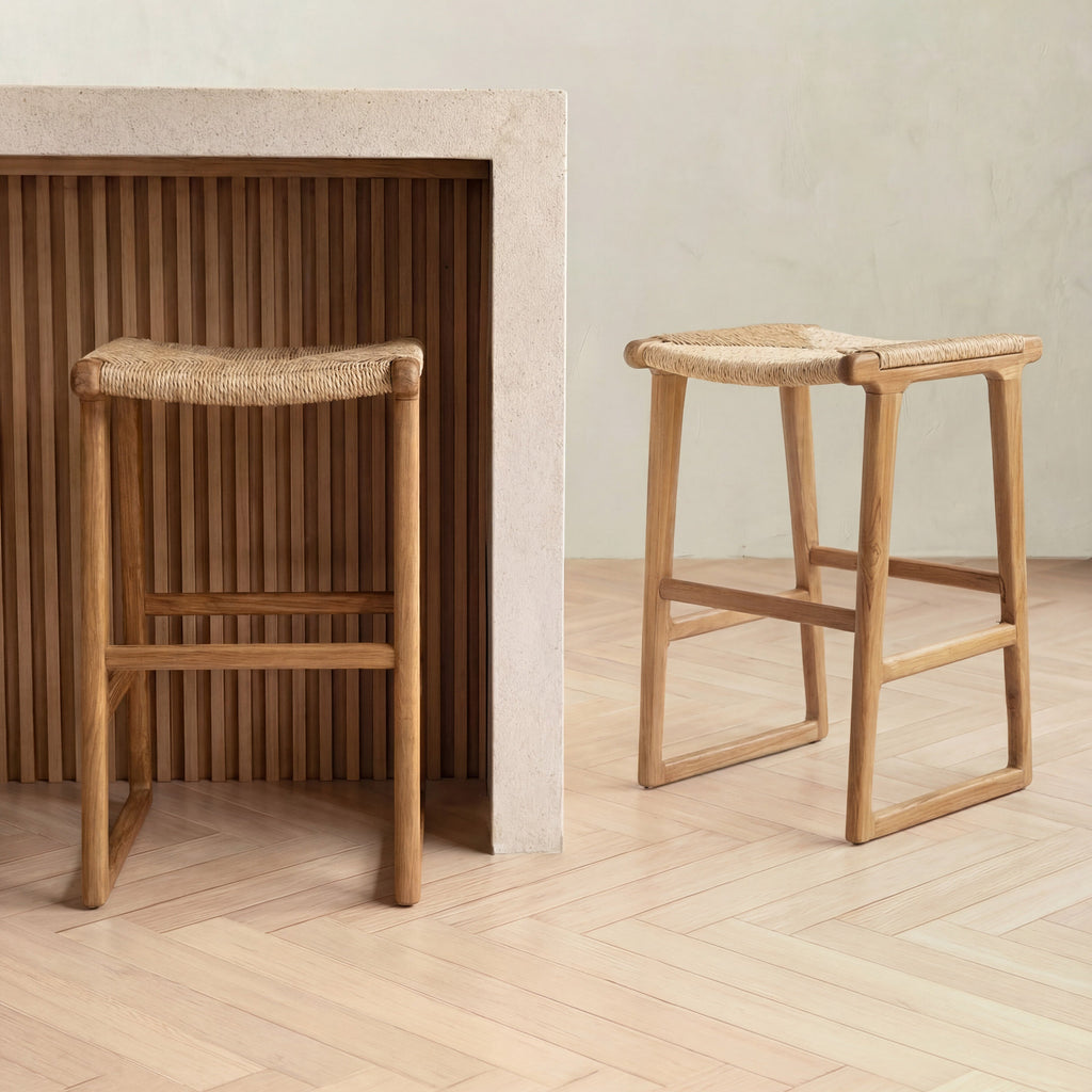 Sora Teak & Rattan Bar Stool