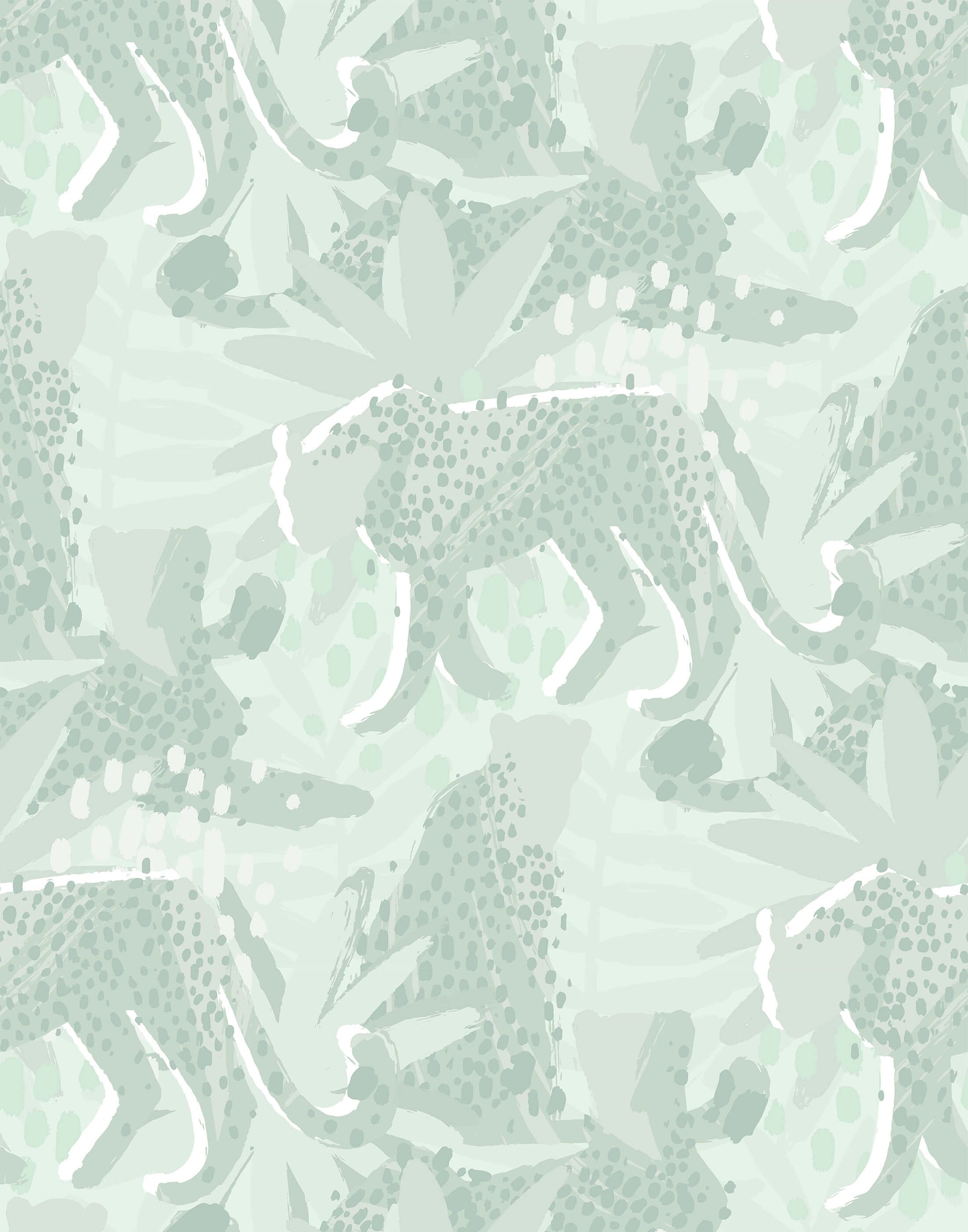 Spot Tropical Wallpaper with Leopards and Leaves