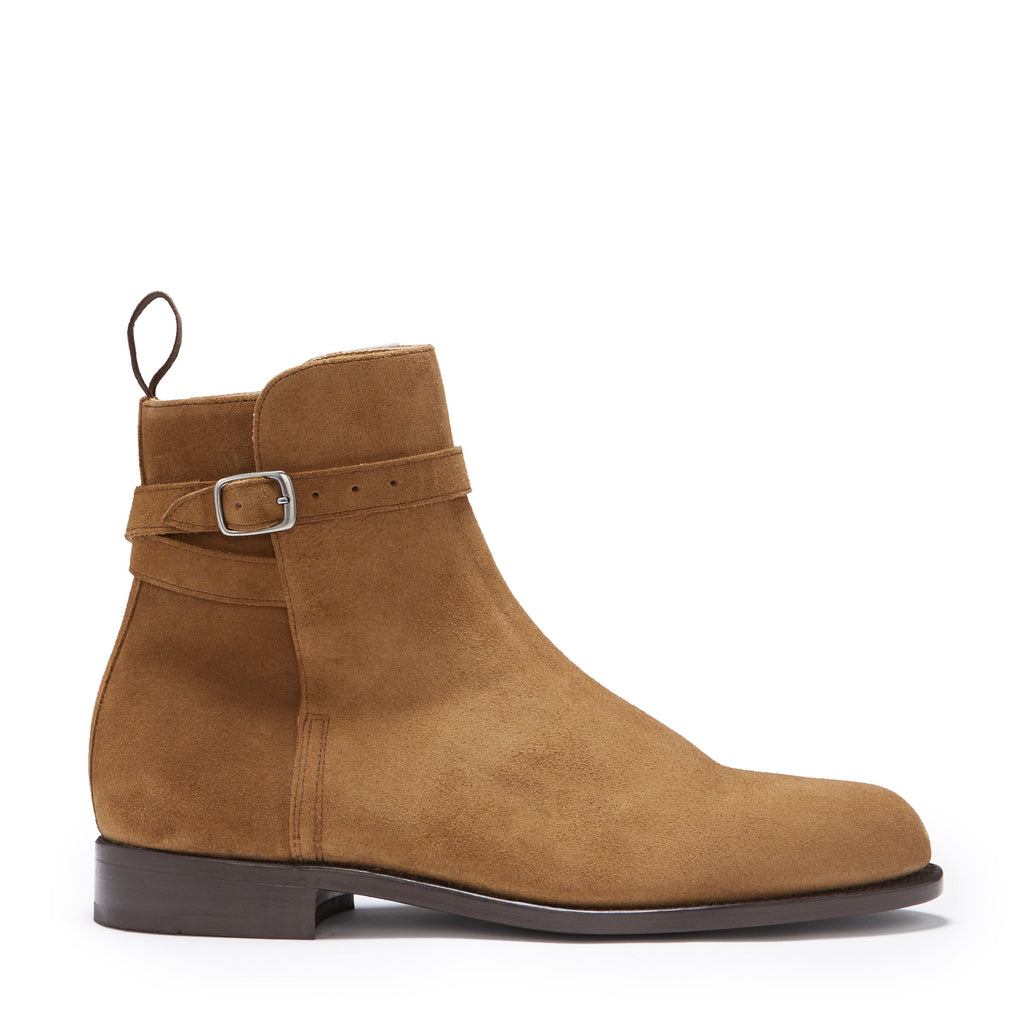 Tobacco Suede Jodhpur Boots with Welted Leather Sole