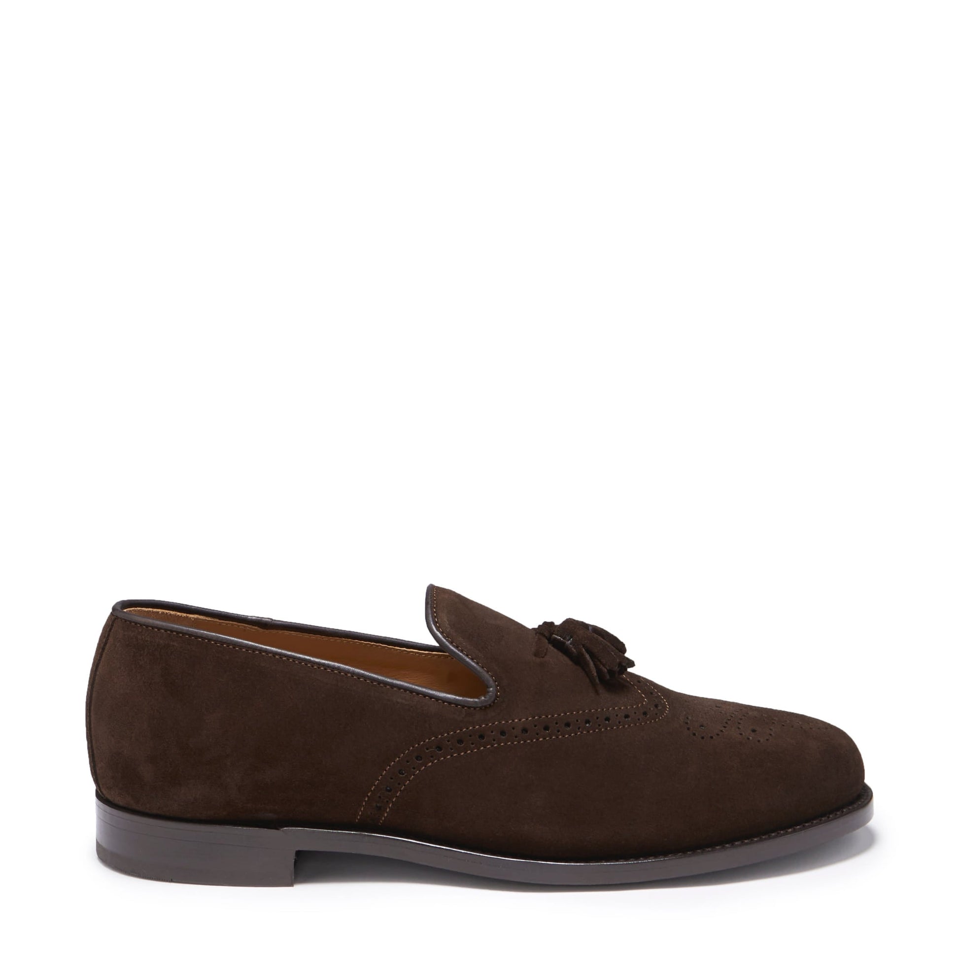 Brown Suede Tasselled Brogues with Welted Leather Sole