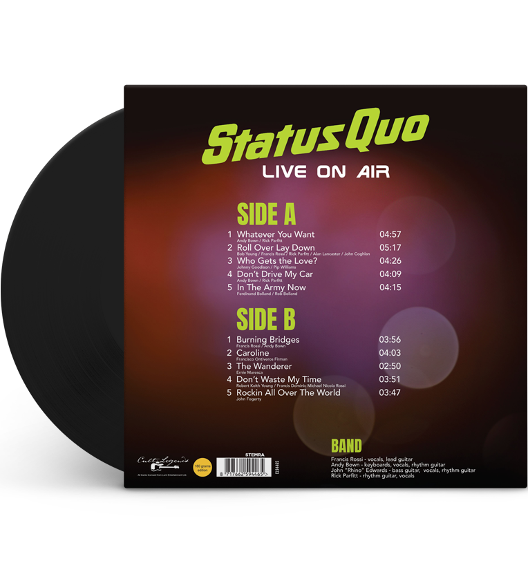 Status Quo Live On Air 12 Inch Vinyl Album 180g