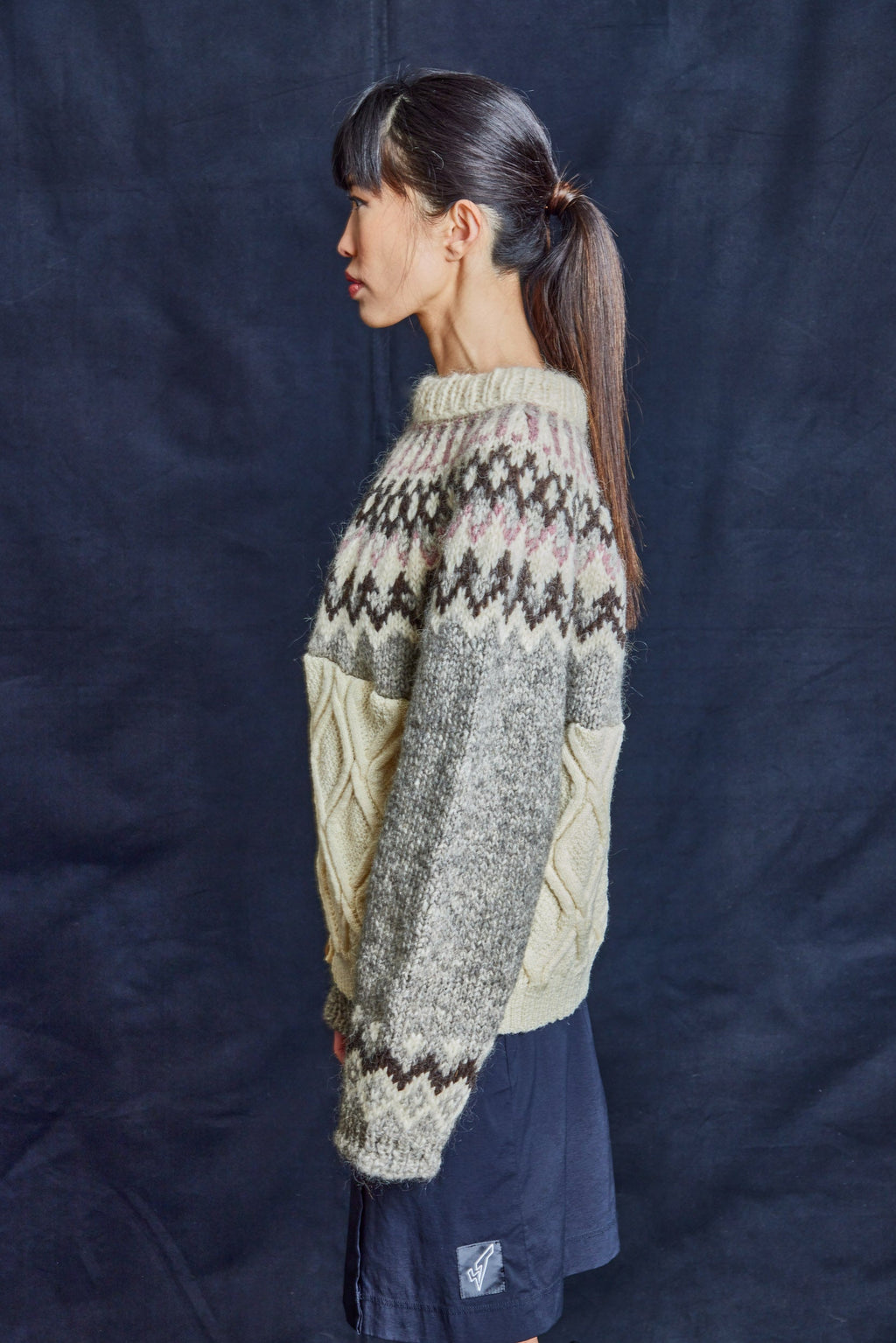 Vintage Wool Knitted Jumper with Wooden Buttons