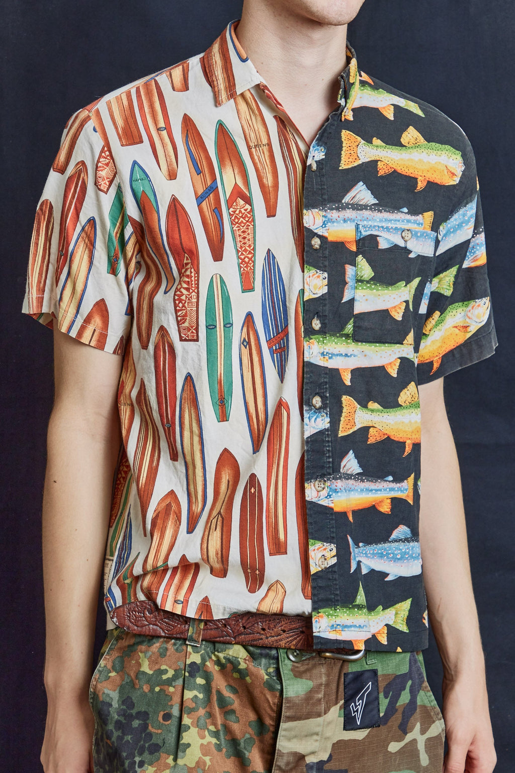 50/50 Hawaiian Shirt in Bass and Boards