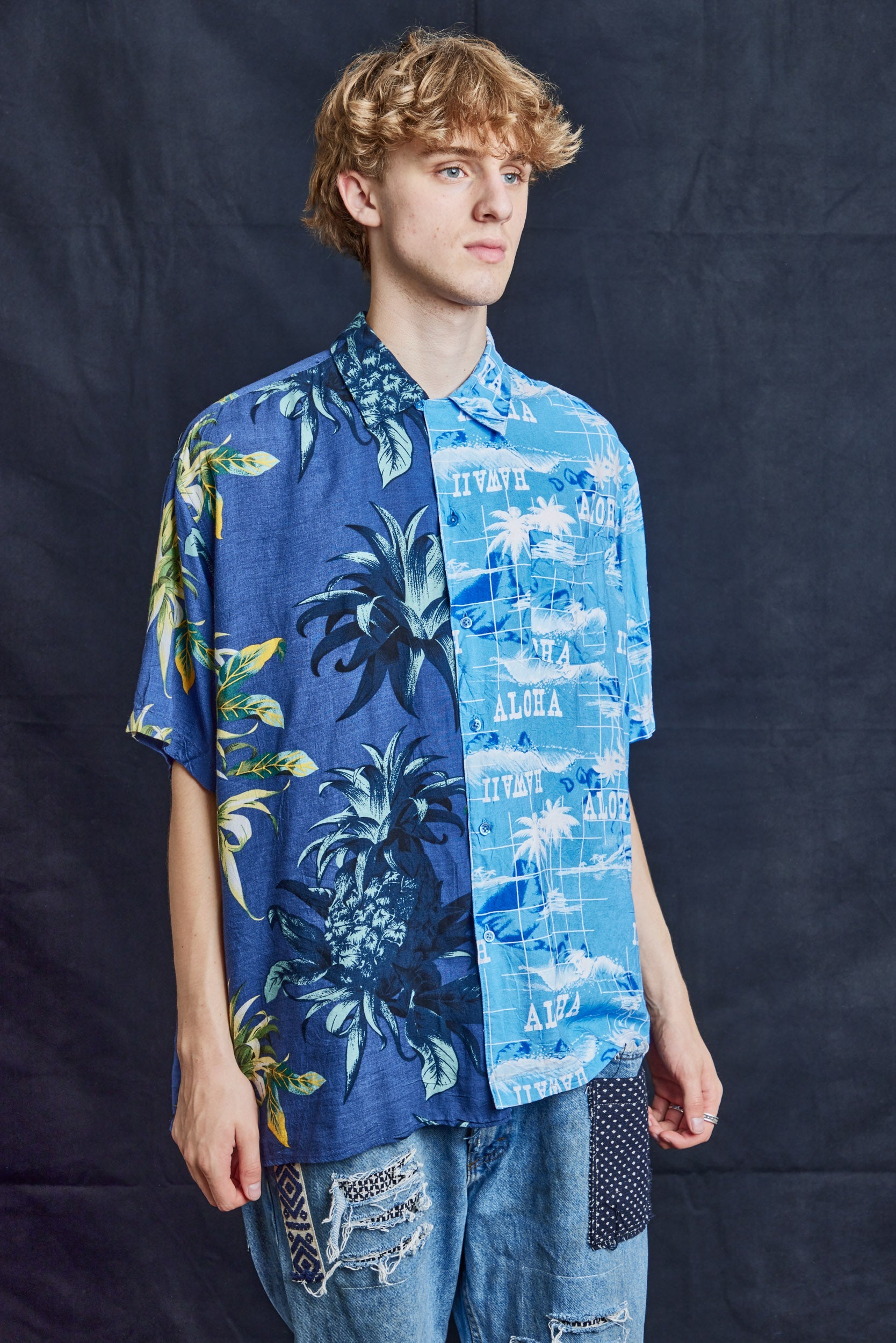 50/50 Hawaiian Shirt Aloha Vintage Cotton