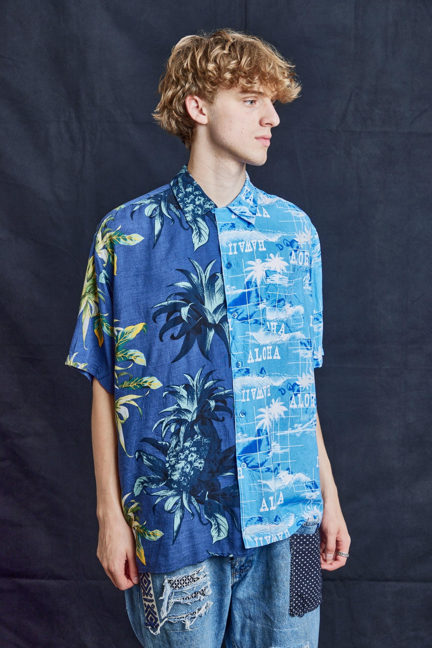 50/50 Hawaiian Shirt Aloha Vintage Cotton