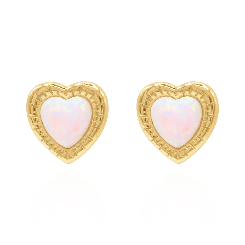 Opal Heart Studs in 18k Gold Plated Sterling Silver