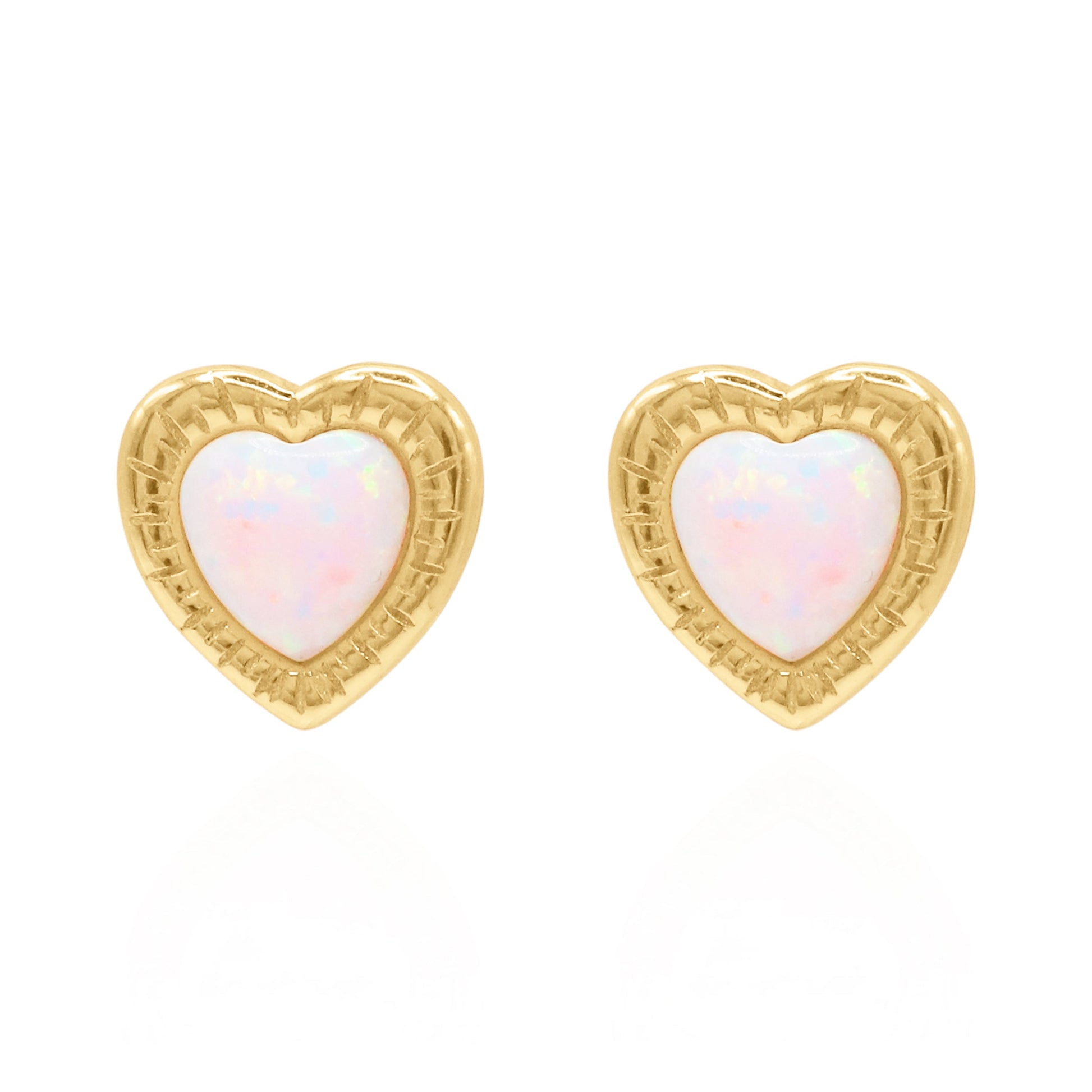 Opal Heart Studs in 18k Gold Plated Sterling Silver