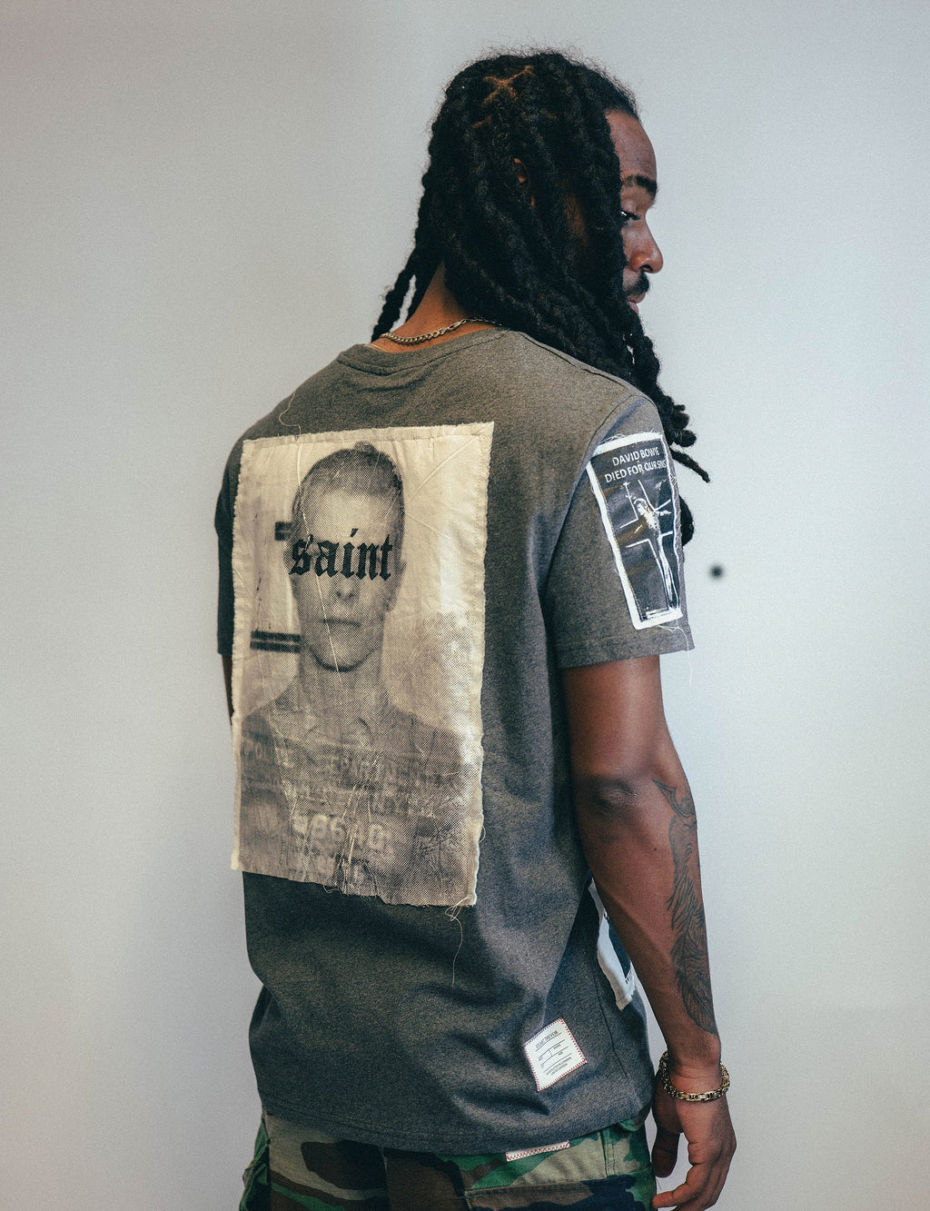Grey Multipatch T-Shirt in Organic Cotton