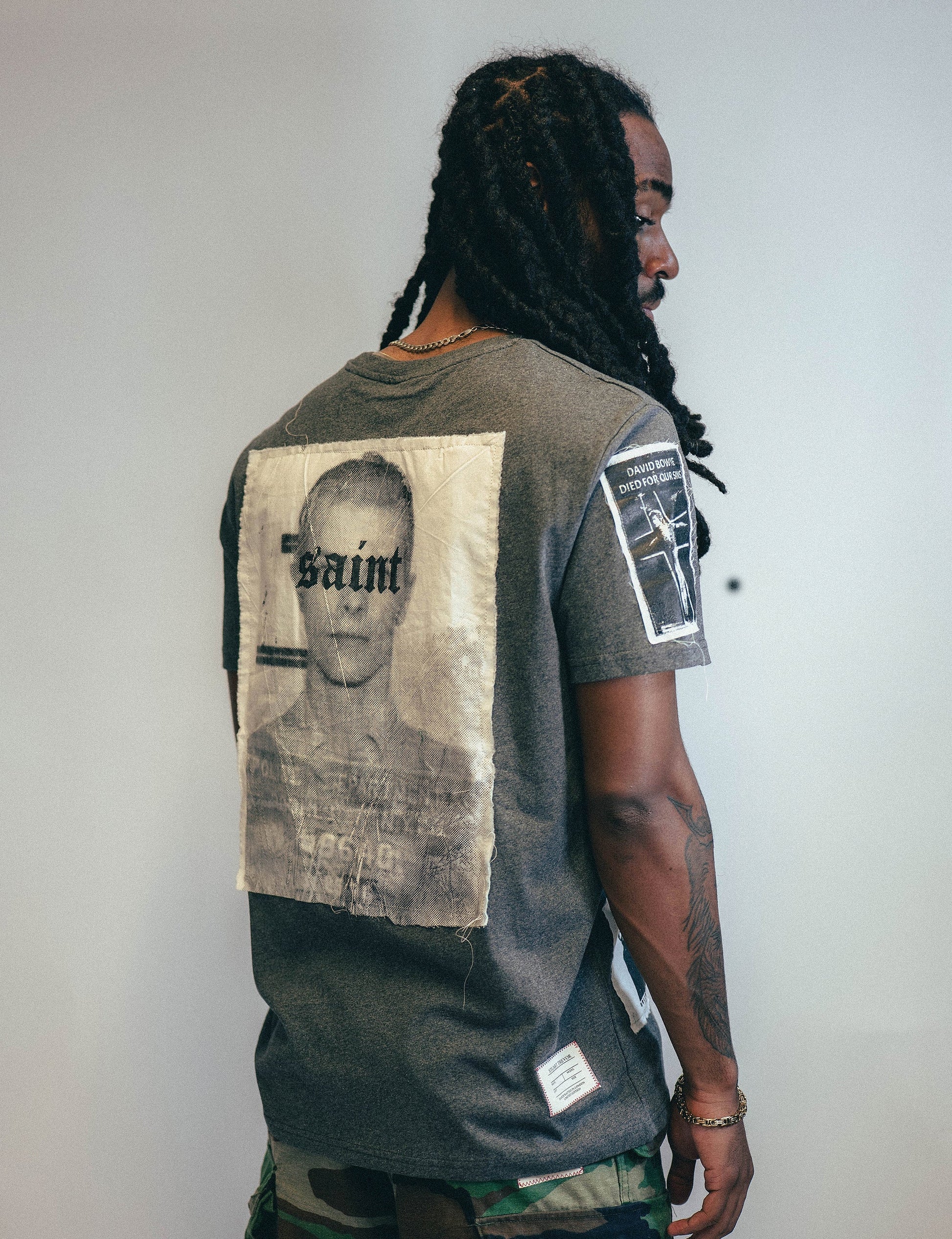 Grey Multipatch T-Shirt in Organic Cotton