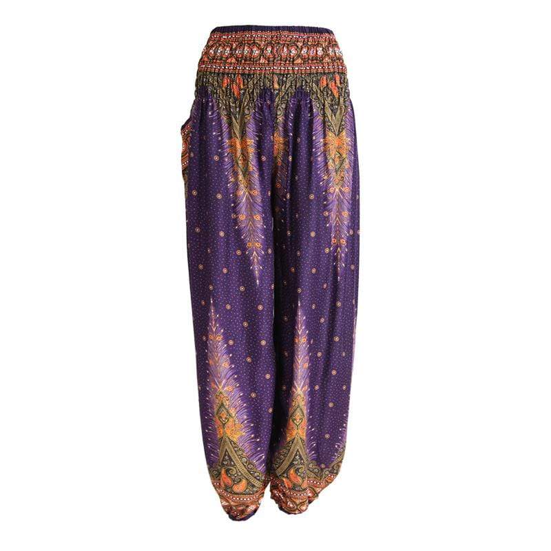 Peacock Feather Harem Pants in Turquoise