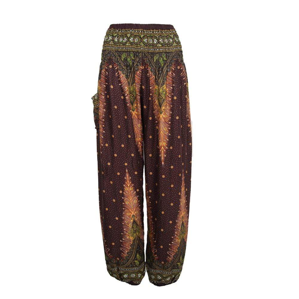 Peacock Feather Harem Pants in Turquoise