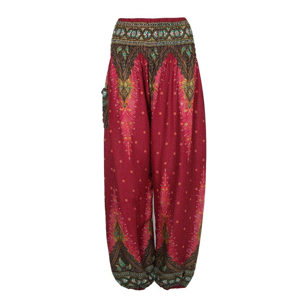 Peacock Feather Harem Pants in Turquoise