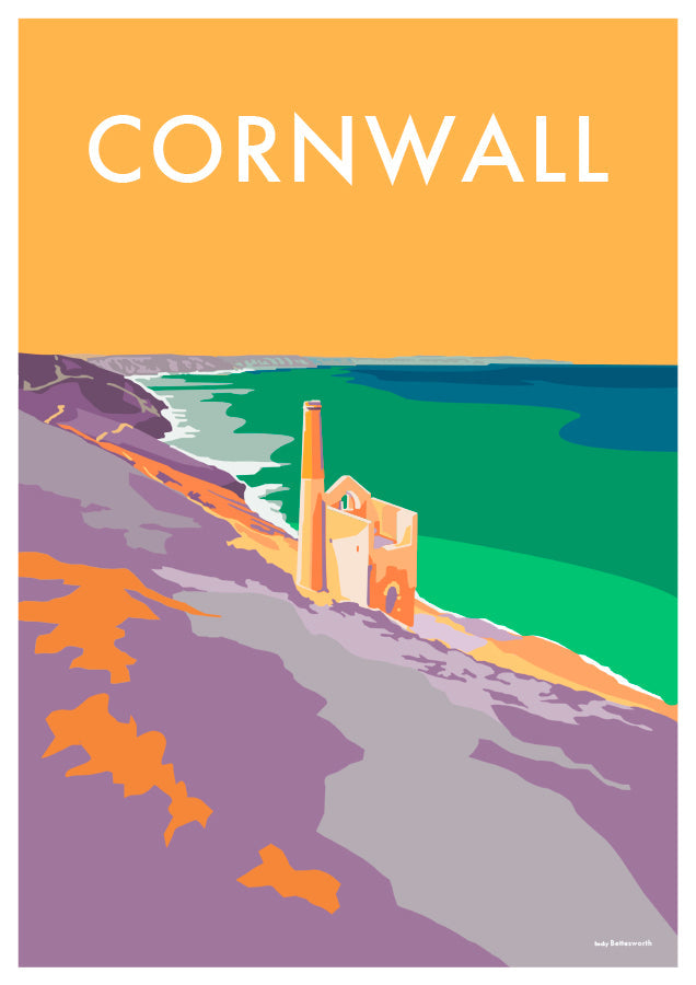 Cornwall Tin Mines Vintage Seaside Print