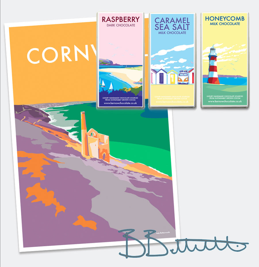 Cornwall Tin Mines Vintage Seaside Print