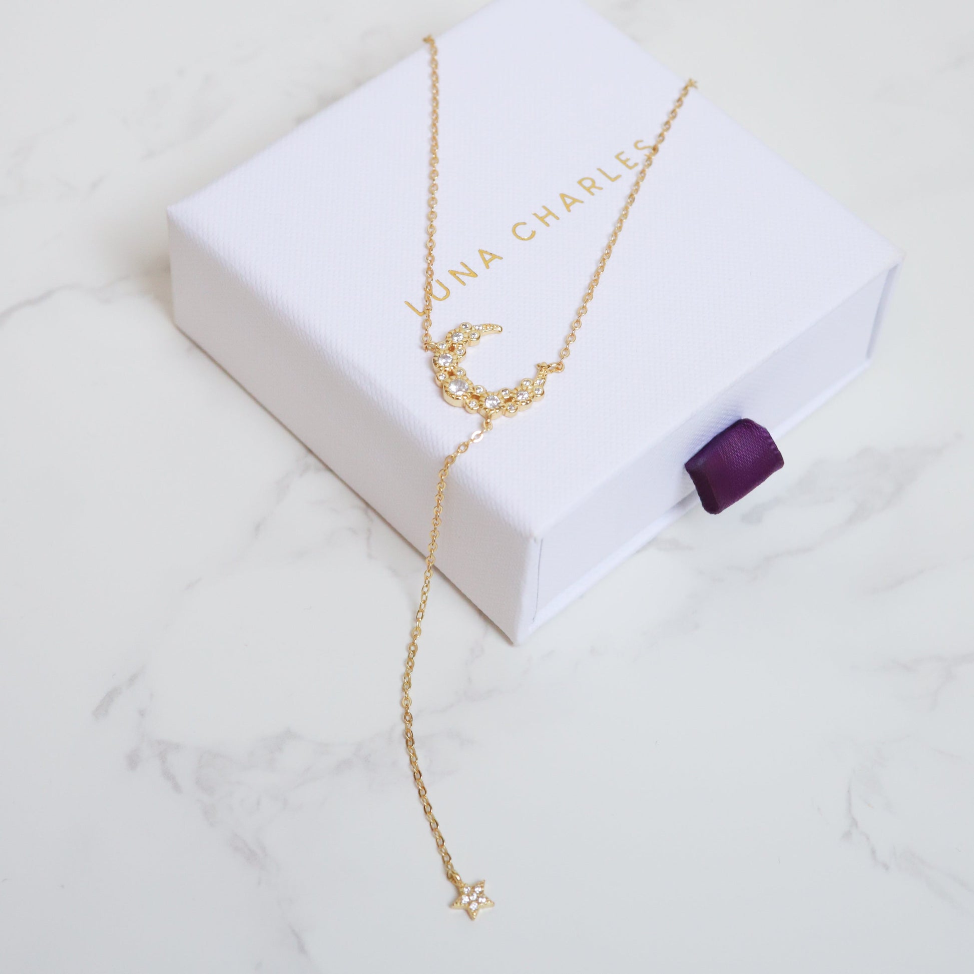 Moon Drop Necklace in 18K Gold Plated Sterling Silver