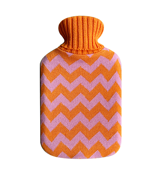 Tangerine Hot Water Bottle With Hand-Knitted Cover