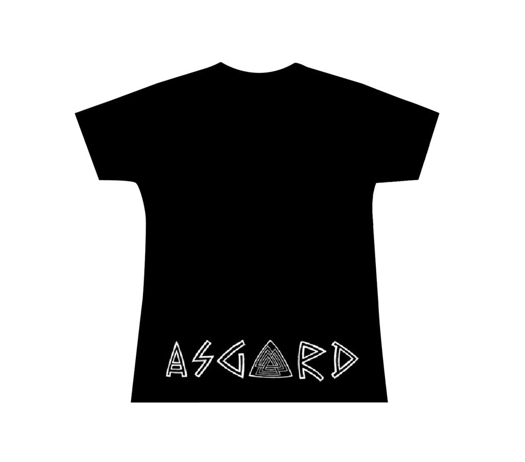 Ladies Black T- shirt - Viking Heart Purple & Grey
