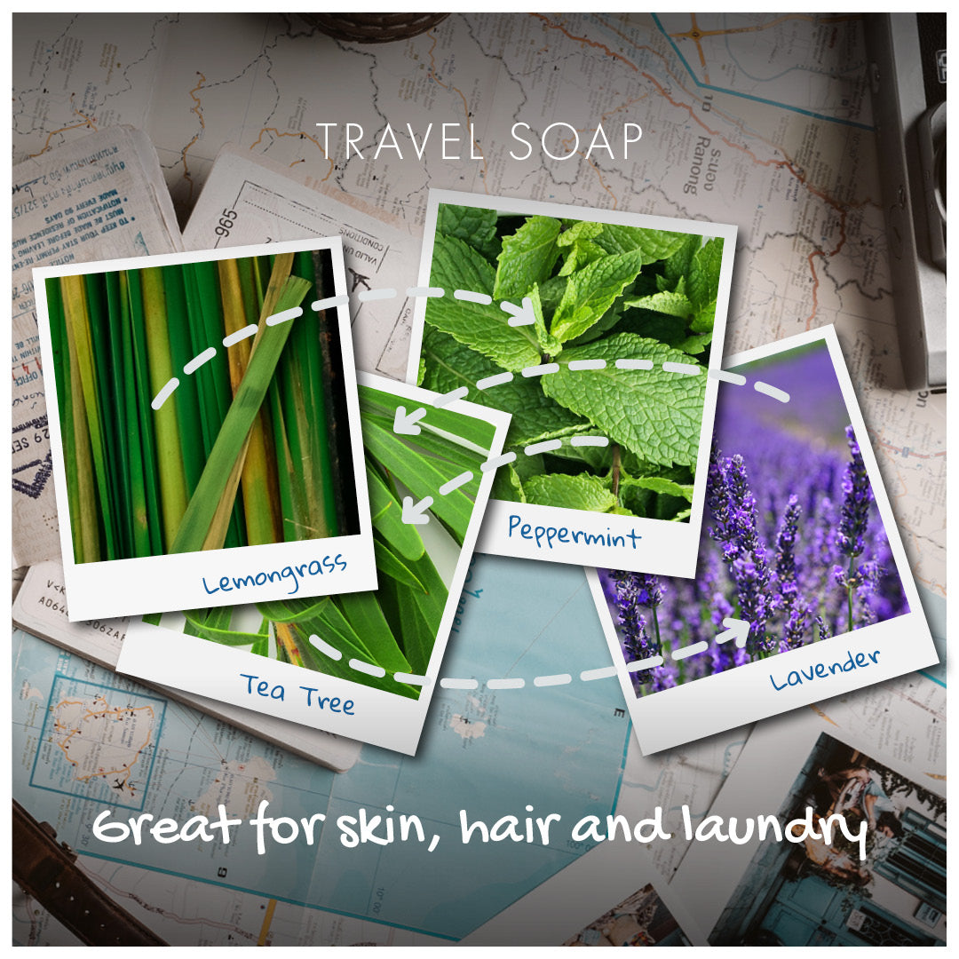 Travel Soap Bar with Lemongrass, Lavender, Tea Tree and Peppermint