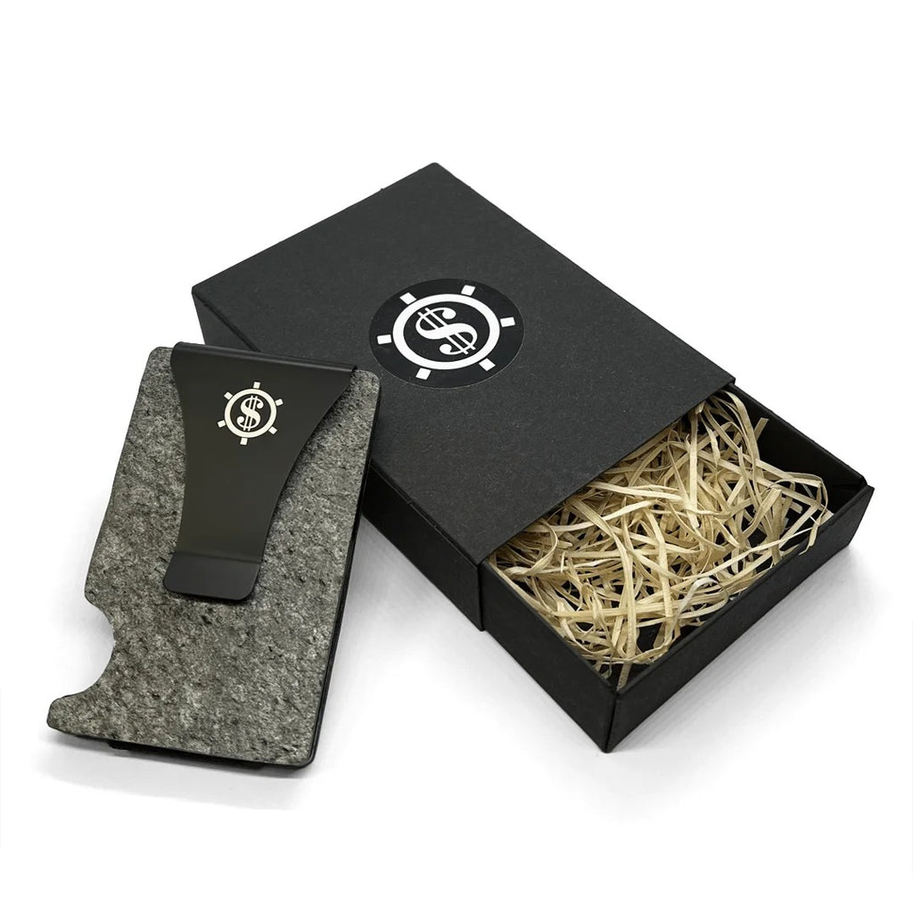 Natural Slate Stone Metal Cardholder - Eco-Friendly, Unique & Secure Design by Seif Design at www.brixbailey.com