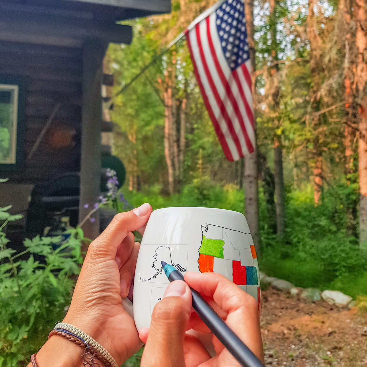 USA Map Colour In Travel Mug
