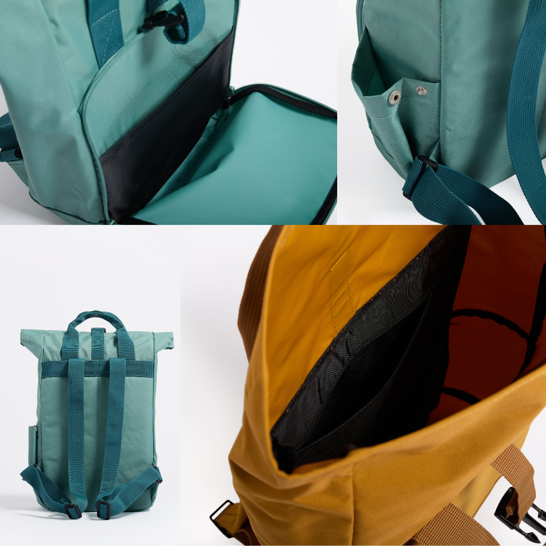 Blue Chow Chow Aloof Floof Roll Top Backpack