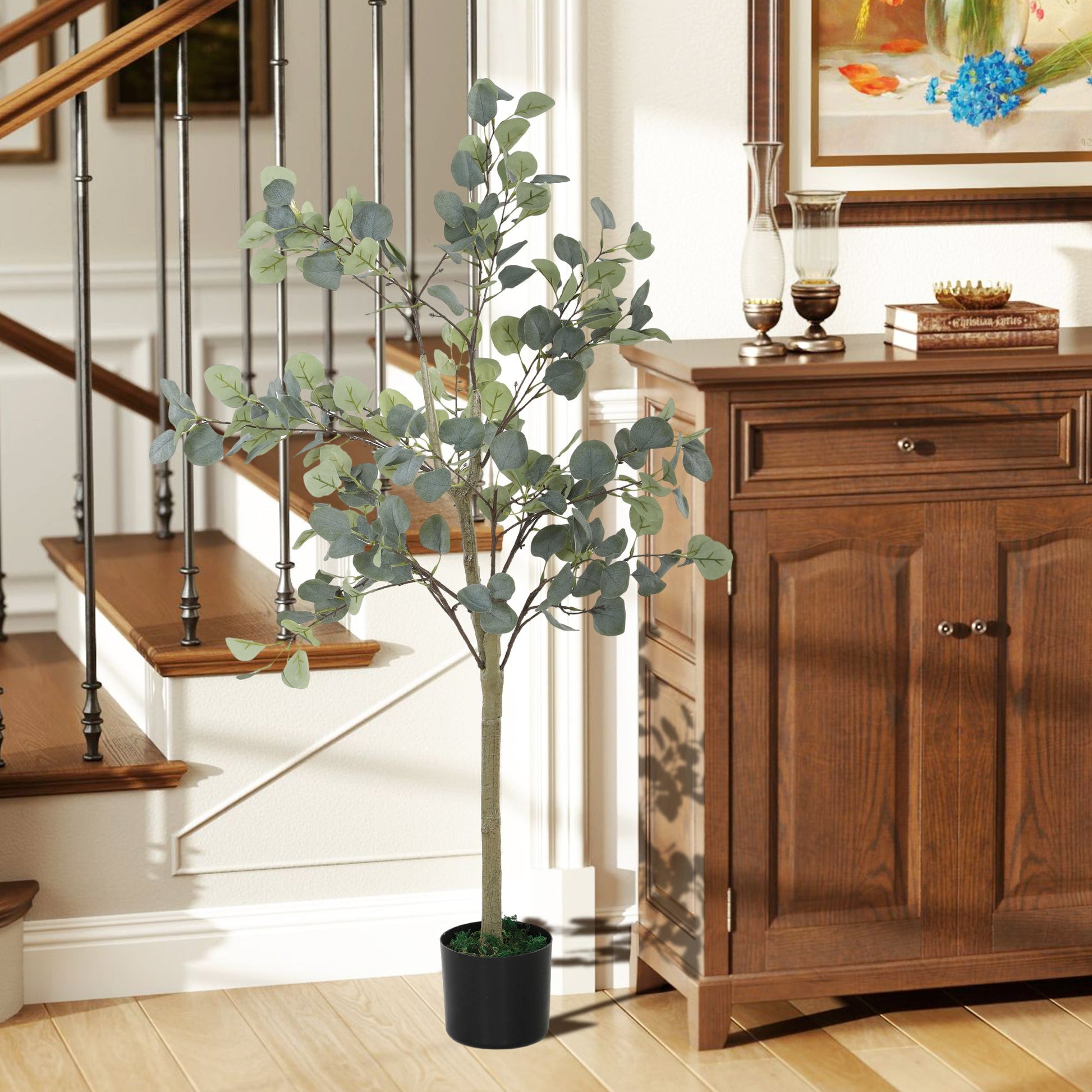 Artificial Eucalyptus Trees 2 Pack Faux Silk Plants 120cm
