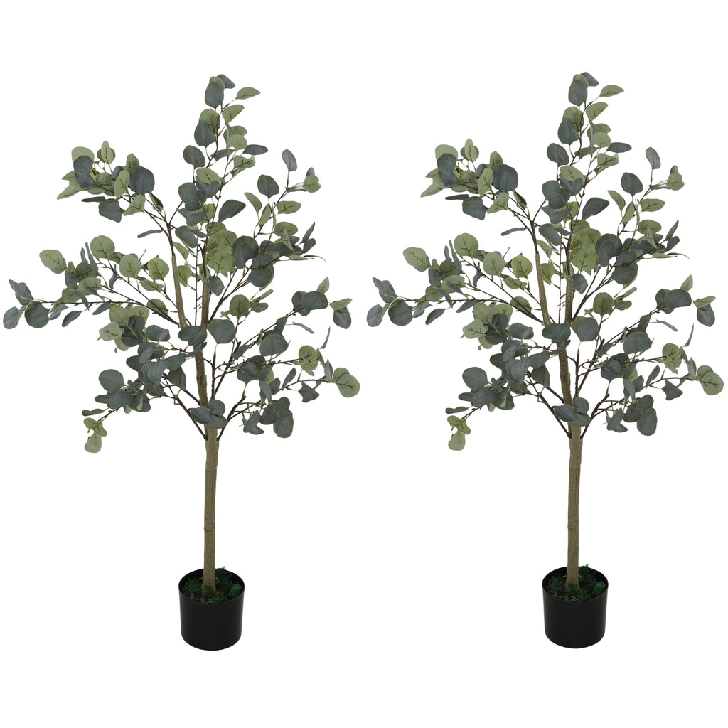 Artificial Eucalyptus Trees 2 Pack Faux Silk Plants 120cm