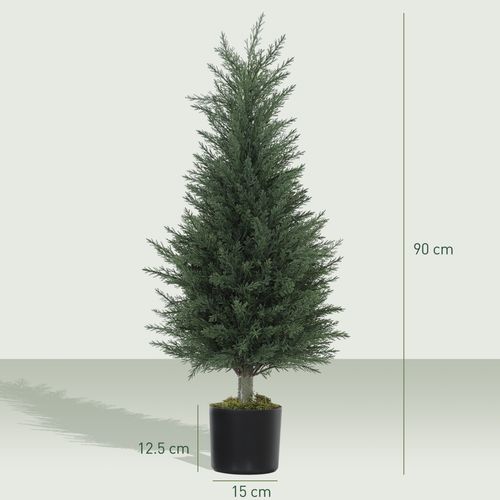 Set of 2 Decorative Artificial Cypress Plants for Home Decor
