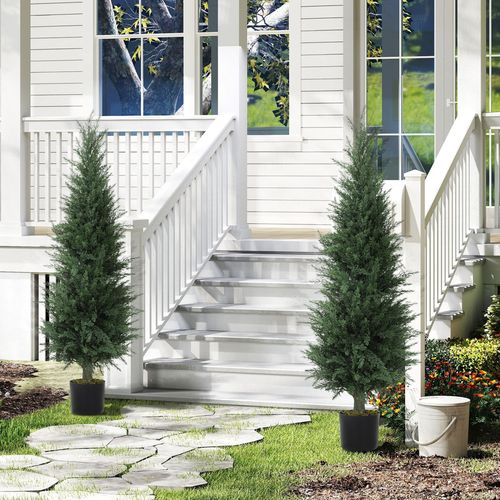 Set of 2 Decorative Artificial Cypress Plants for Home Decor