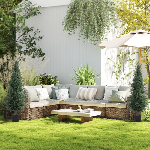 Set of 2 Decorative Artificial Cypress Plants for Home Decor