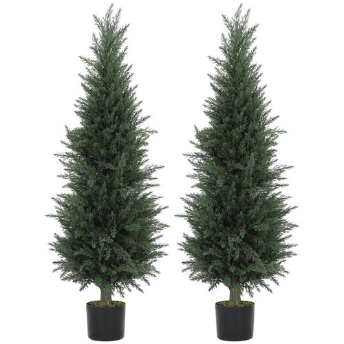 Set of 2 Decorative Artificial Cypress Plants for Home Decor