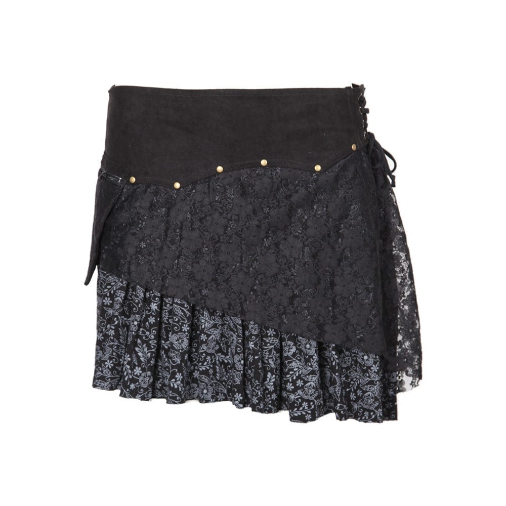 Layered Asymmetric Mini Skirt in Red and Black