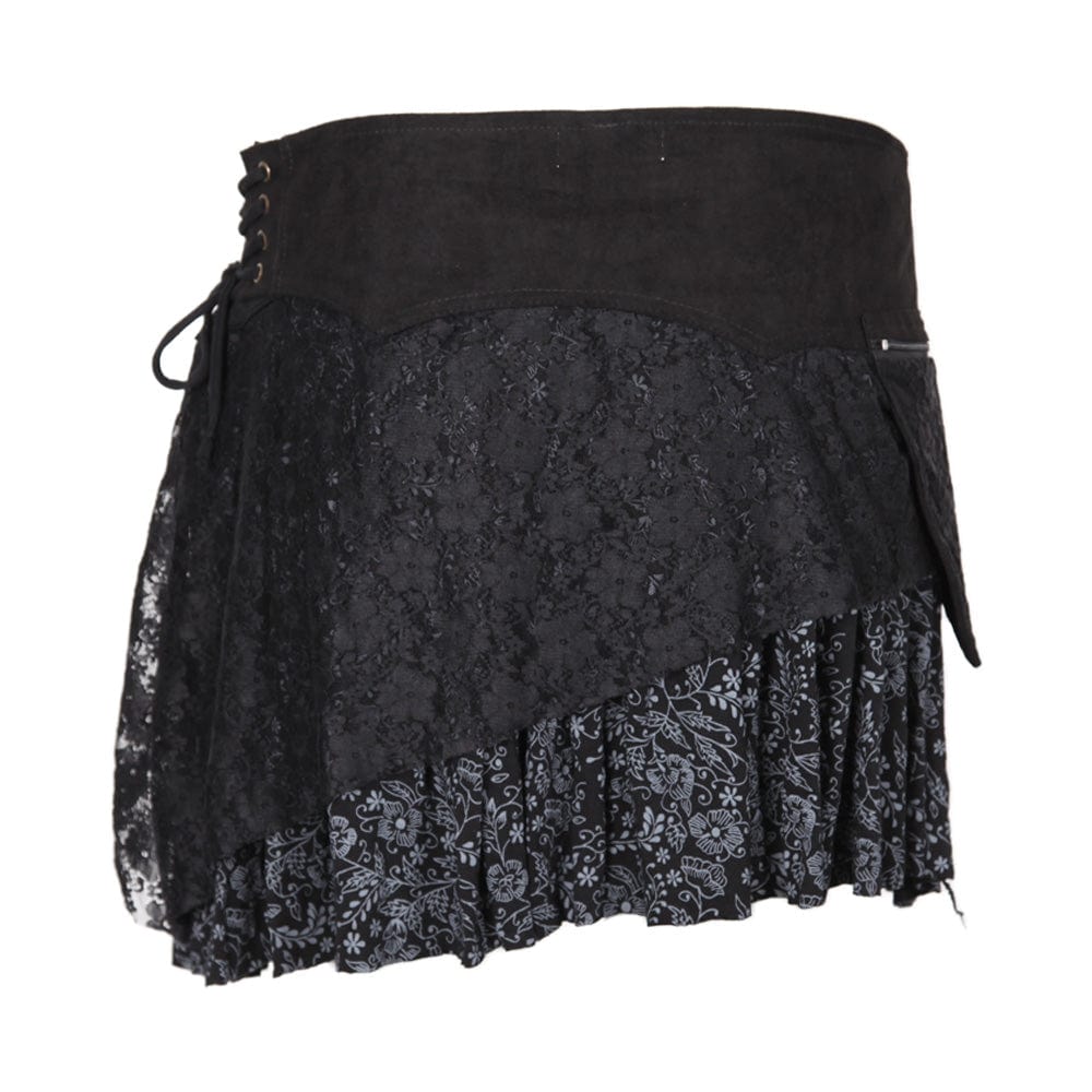 Layered Asymmetric Mini Skirt in Red and Black