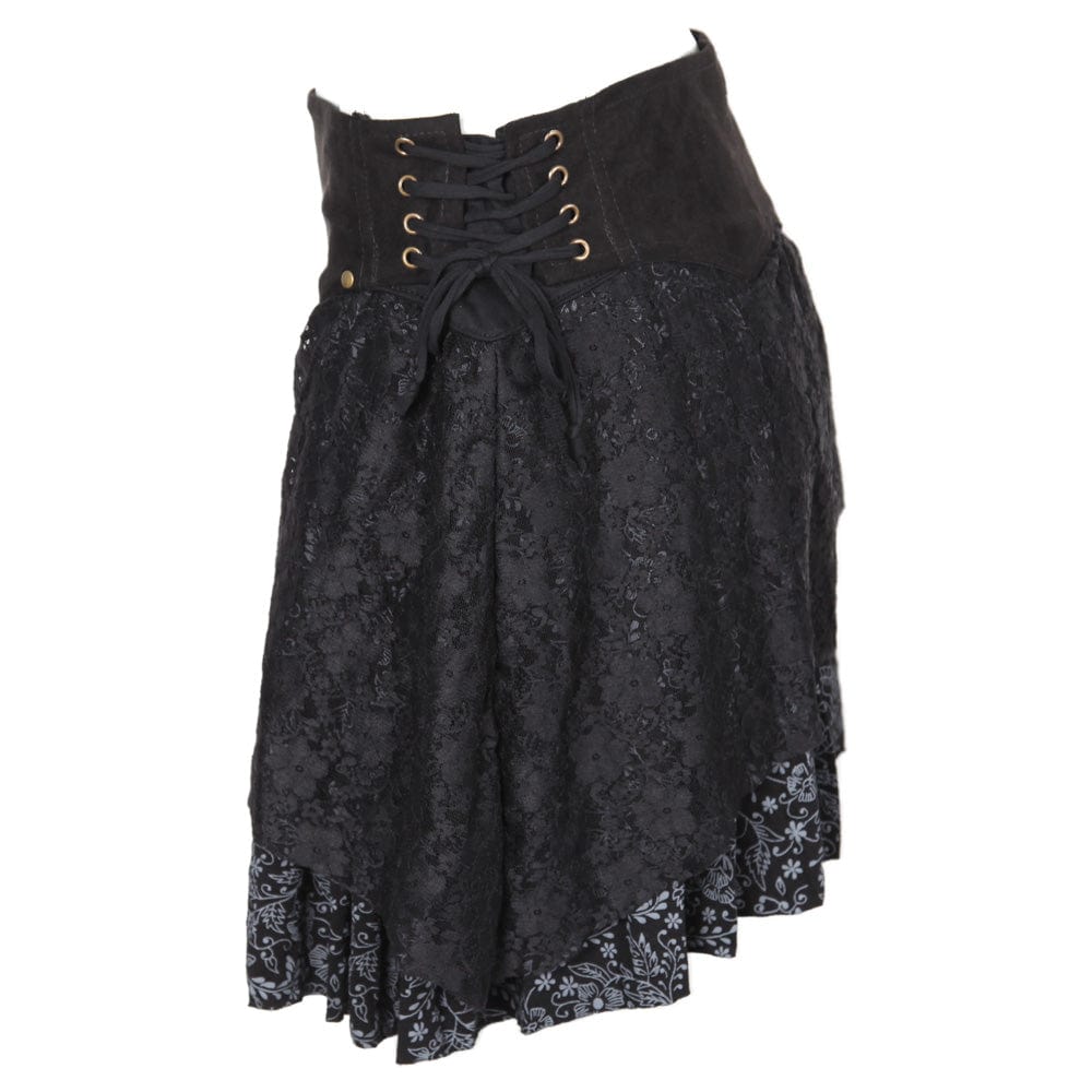 Layered Asymmetric Mini Skirt in Red and Black