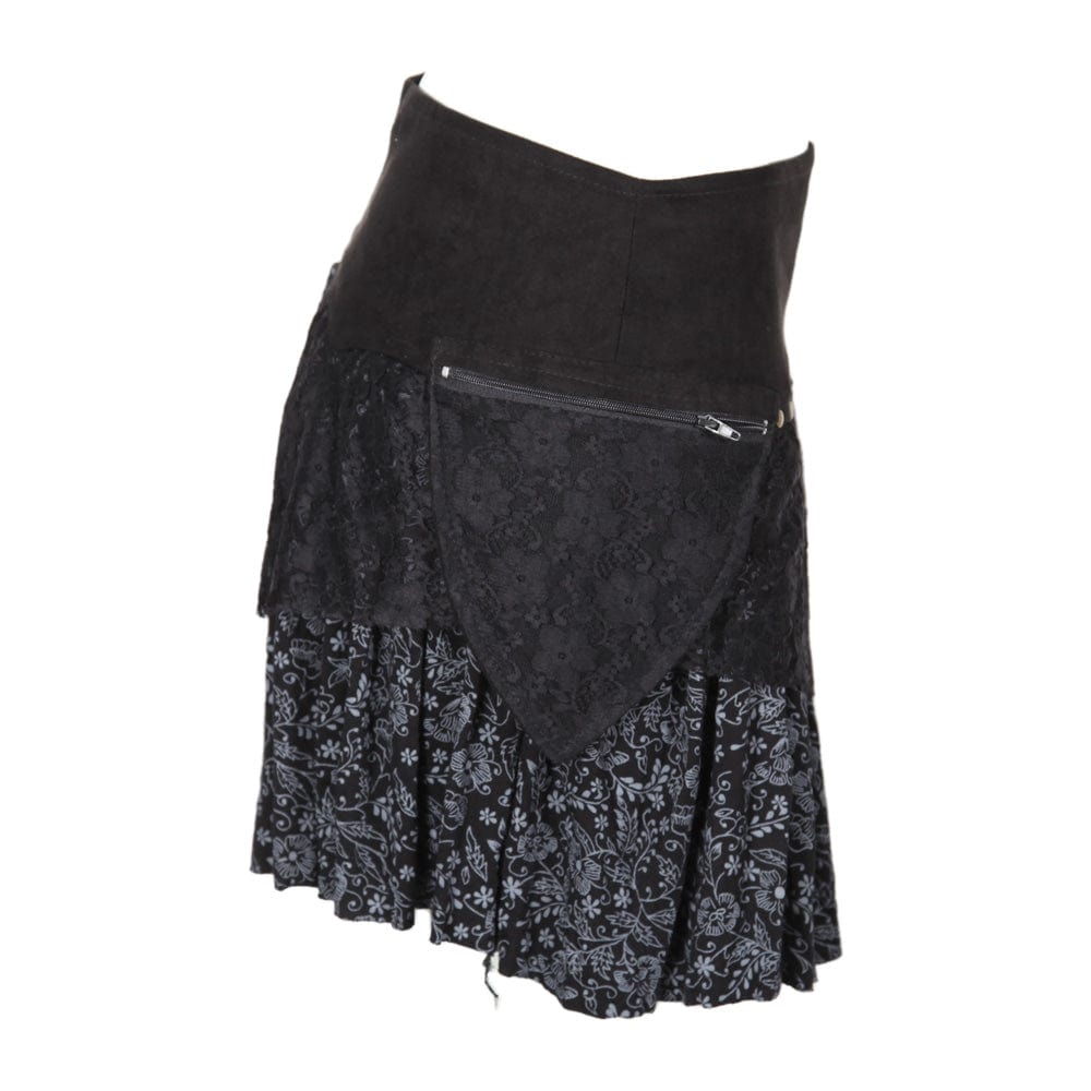 Layered Asymmetric Mini Skirt in Red and Black