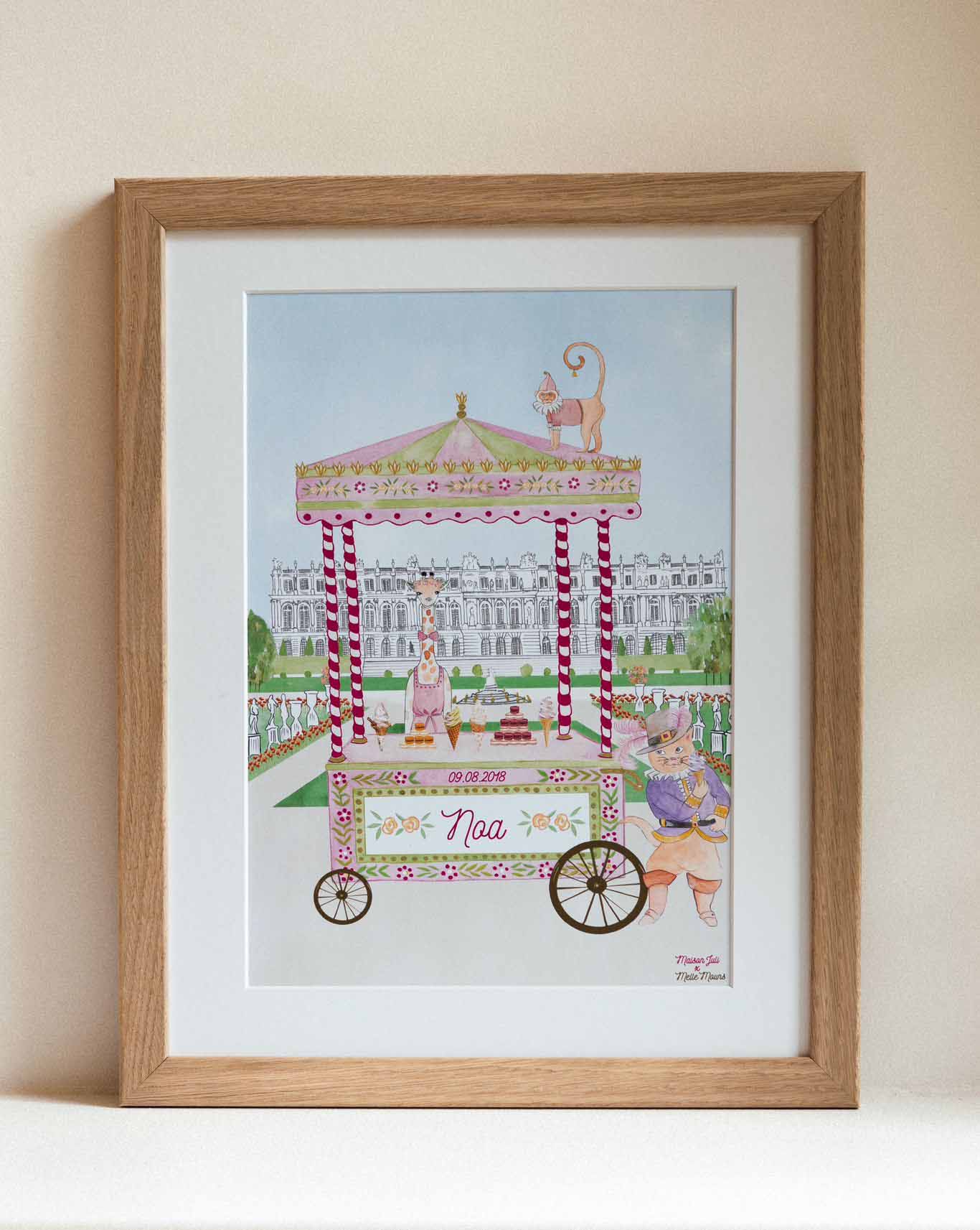 Personalised Animal Ice Cream Stand at Versailles Print for Girls