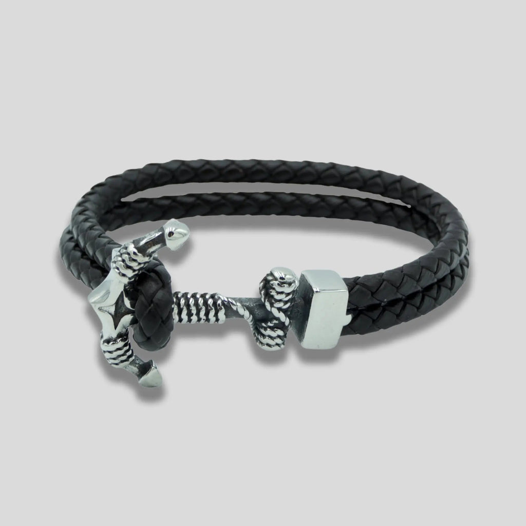 Brown Braided Anchor Bracelet