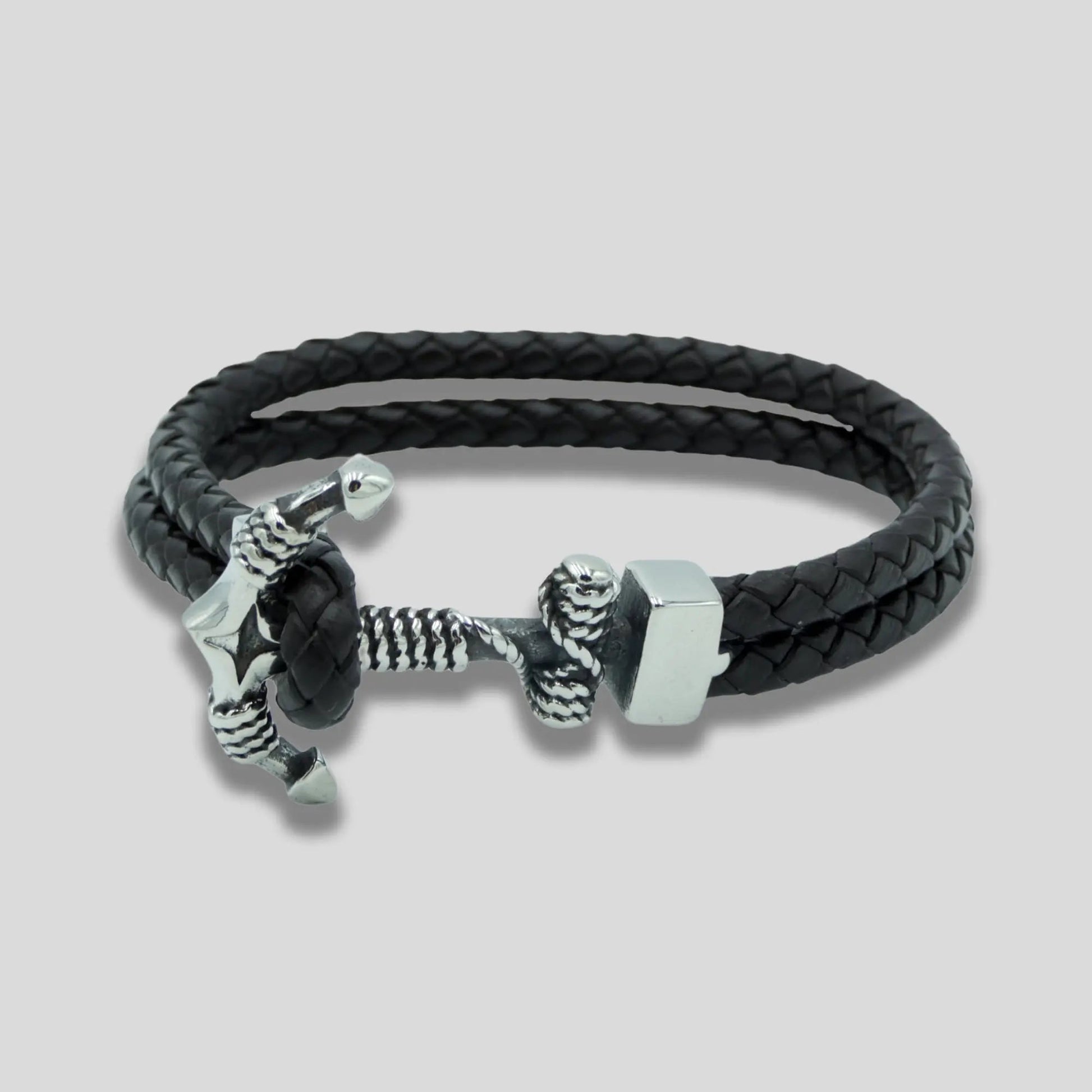Brown Braided Anchor Bracelet