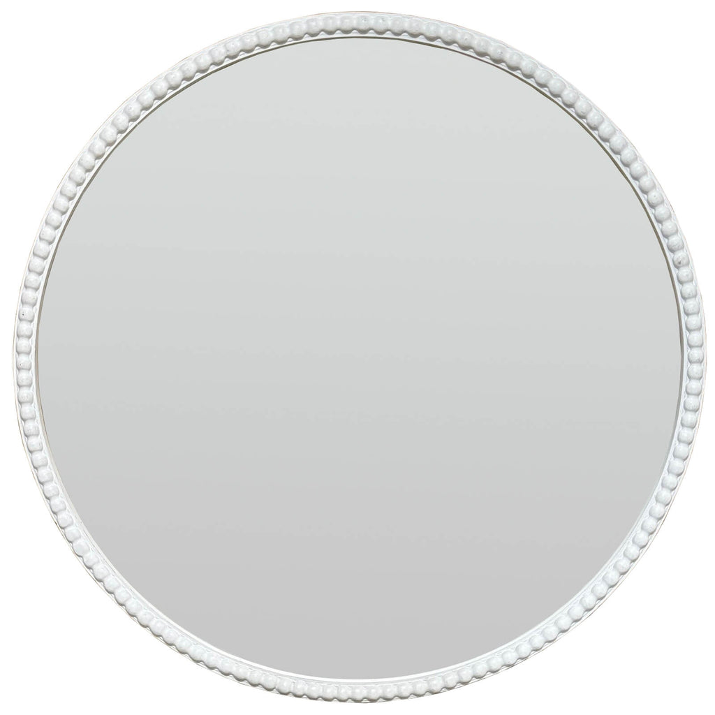 Handcrafted distressed wood mirror with beaded border, warm brown finish, 76cm square frame for rustic wall decor by sostter at brixbailey.com