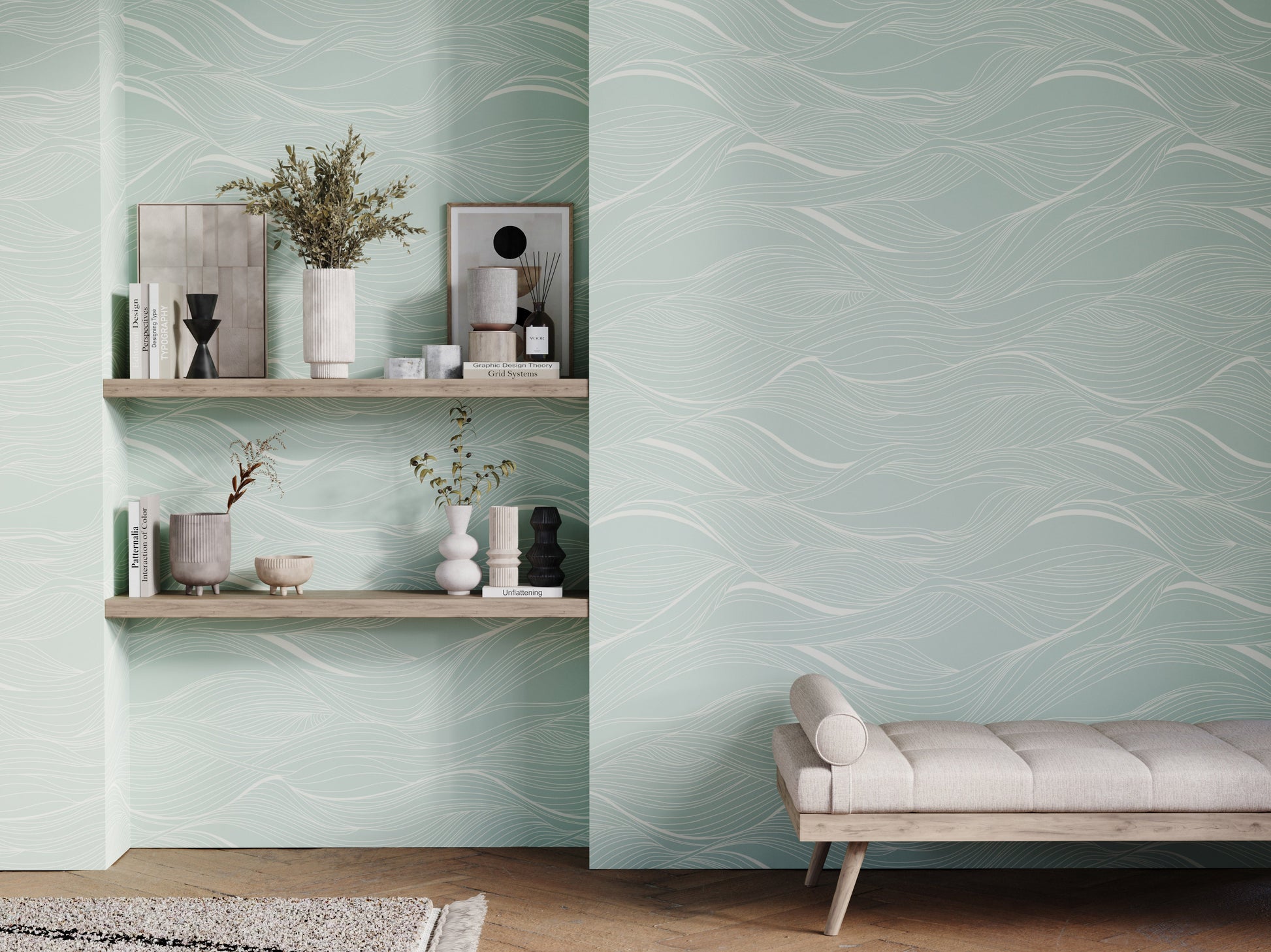 Whisper Abstract Wavy Line Wallpaper