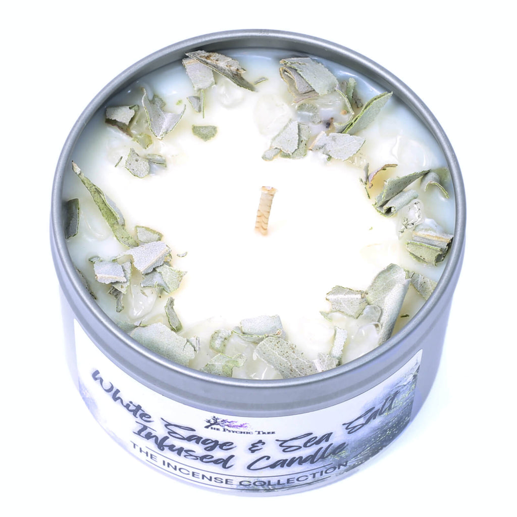 White Sage and Sea Salt Crystal Infused Scented Candle