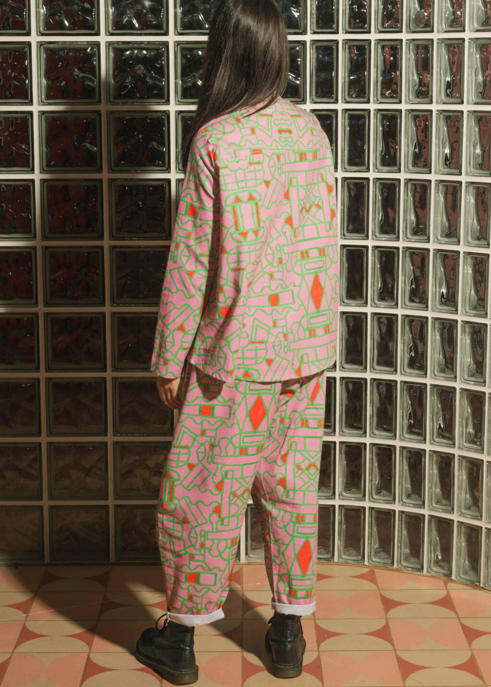 Organic Cotton Linen Shirt in Blush Horizon